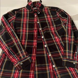 J. Crew Red and Black Casual Button Down Shirt